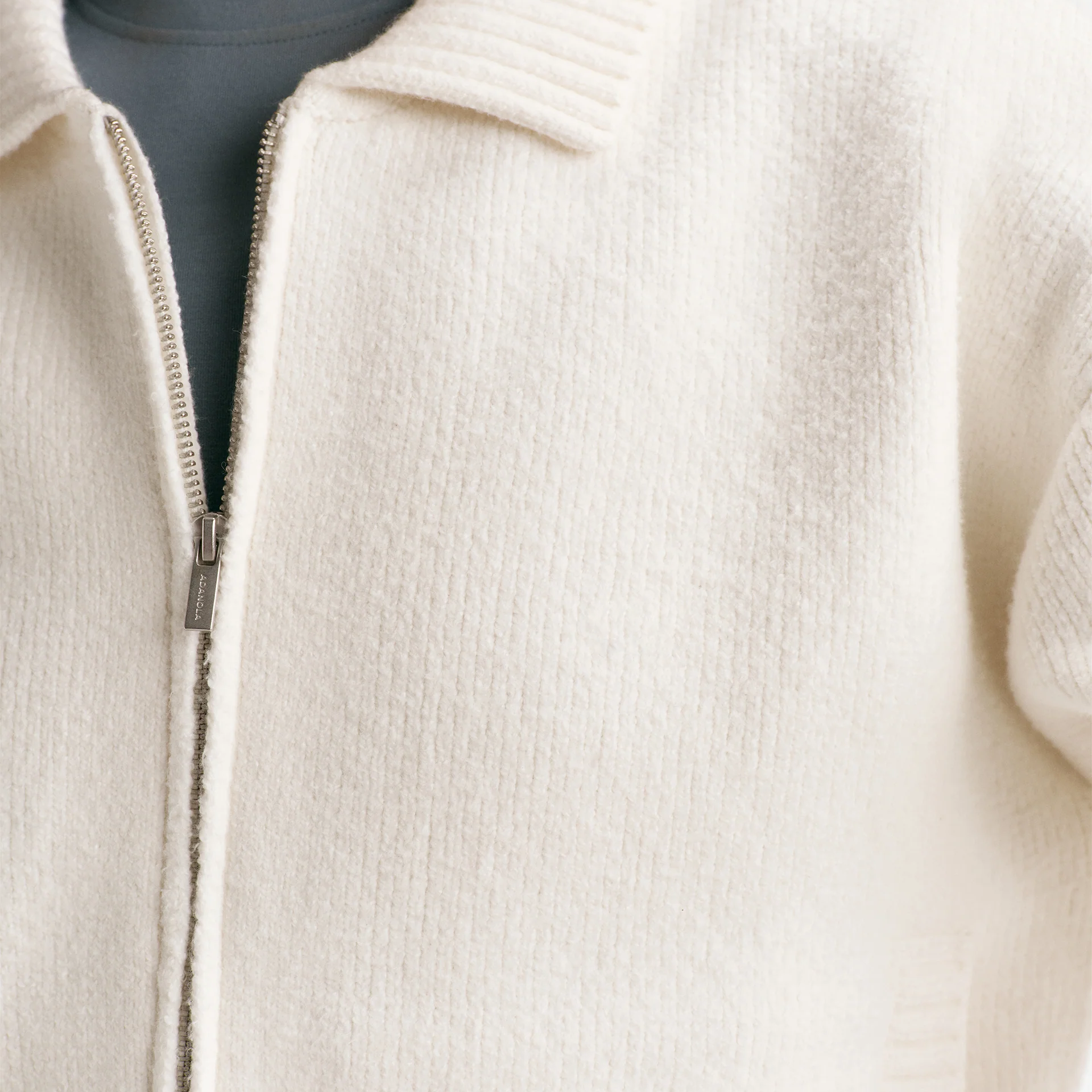Collared Zip‑Up Knit Bomber Top Jacket