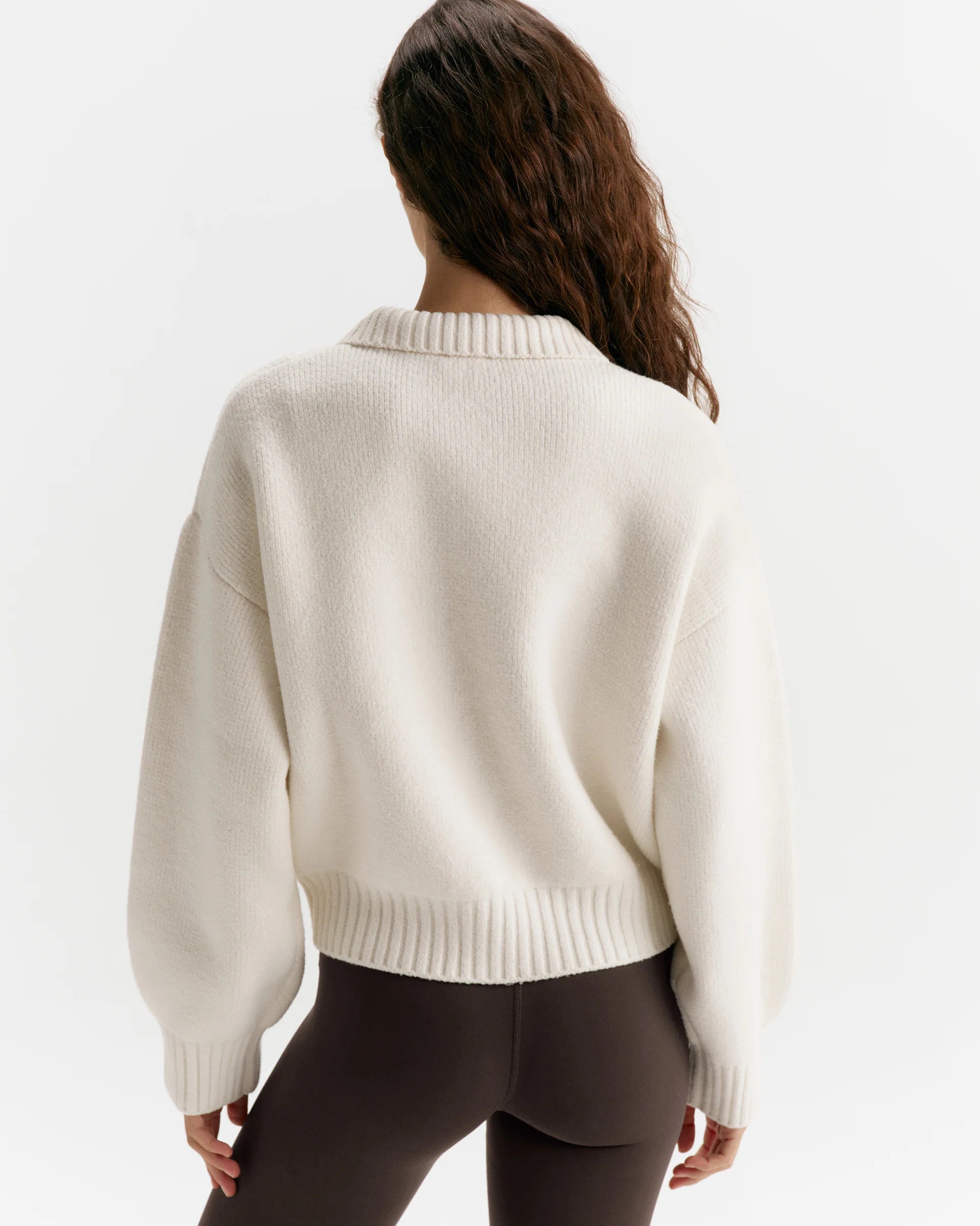 Collared Zip‑Up Knit Bomber Top Jacket