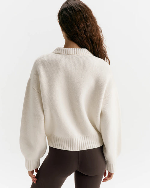 Collared Zip‑Up Knit Bomber Top Jacket
