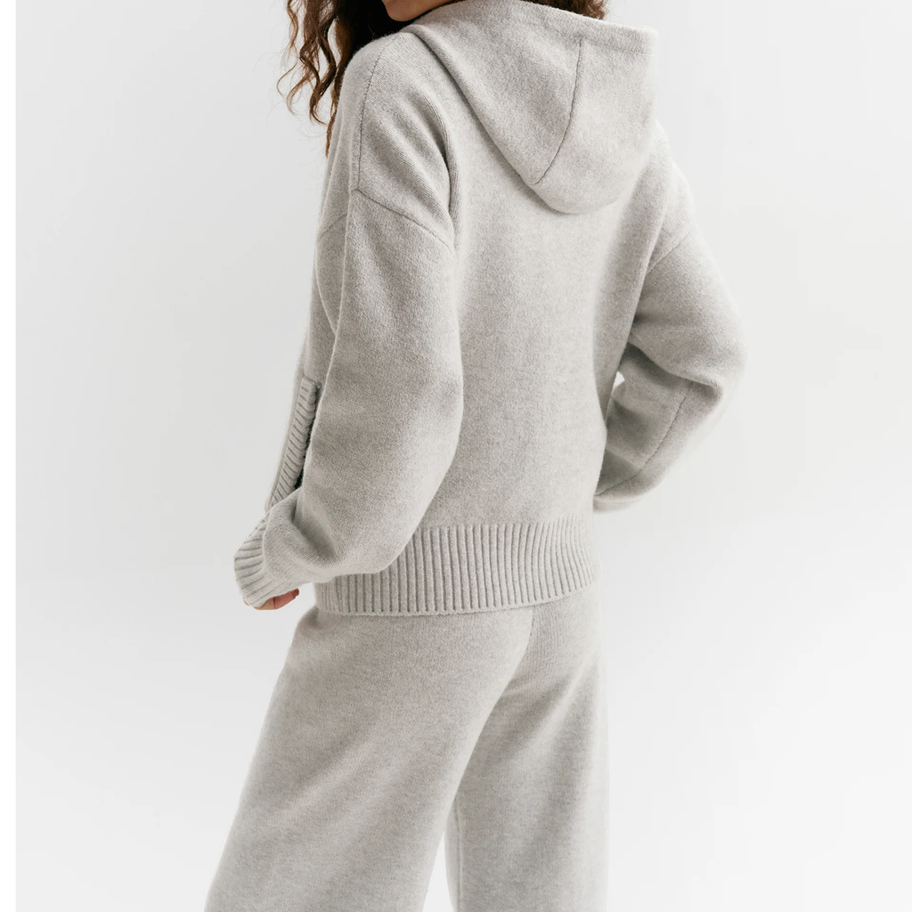 Relaxed Drop‑Shoulder Hooded Knit Top Jacket