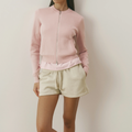 Dual‑Zip Varsity Style Knit Cardigan Top