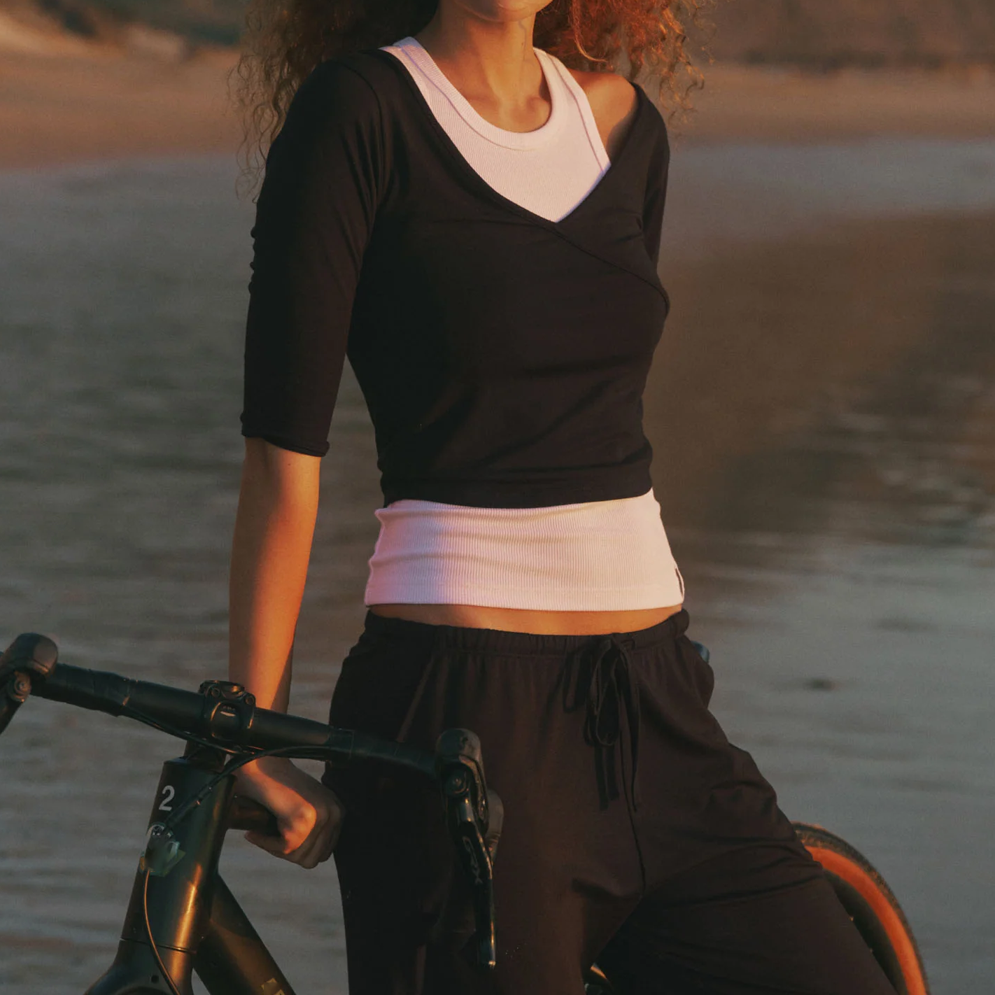 Cropped Wrap‑Front Long‑sleeved Top